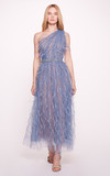 One-Shoulder Feathered Dress