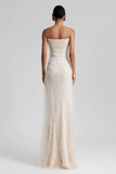 Strapless Embroidered Tulle Dress