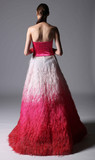 Strapless Ombre Feathered Ball Gown