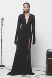 Draped Long  Sleeve Gown