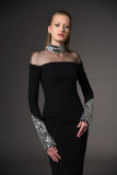 Embellished Crepe Dress