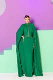 High Neck Column Gown with Cape