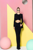 Crepe Crop Top with Long Pencil-Skirt