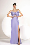 Bow Bodice Slit Gown