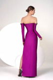 Off Shoulder Long Sleeve Mikado Gown