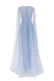 Embellished Tulle Cape Gown