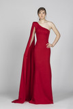 Crepe Marocain One Shoulder Gown