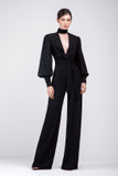 Crepe Jumpsuit with Wide Pant
