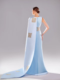 Draped Material Cape Dress