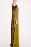 Long Sleeve Stretch Crepe Gown