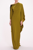 Long Sleeve Stretch Crepe Gown