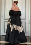Off Shoulder Brocade Ball Gown