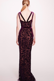 V-Neck Velvet Cutwork-Dress