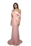 Off-Shoulder Crepe Evening Dress