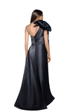 Sleeveless Shoulder Bow Satin Gown