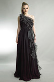 One Shoulder A-Line Gown with Ruffles