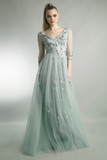 A-Line Gown with Quarter Sleeves