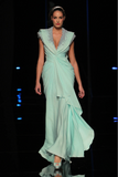Embellished Neck Draped Gown