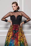 Semi-Sheer Long Sleeve A-Line Gown