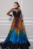 Semi-Sheer Long Sleeve A-Line Gown