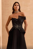 Embellished Bodice Peplum Gown