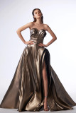 Strapless Ruched Evening Gown