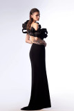 Asymmetric Embroidered Evening Dress