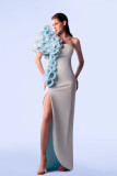 Floral One-Shoulder Evening Dress