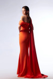 Asymmetrical Ruched Draped Gown