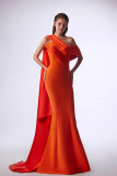 Asymmetrical Ruched Draped Gown