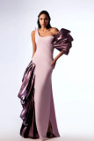 One-Shoulder Draped Side Gown