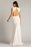 Textured Crepe Sleeveless Gown with Exposed Back