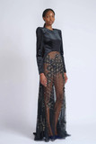 Embroidered Tulle Tailcoat Gown