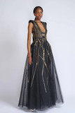 Rayure Crystal Embroidery Tulle Gown