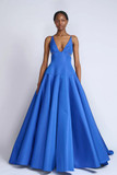 Yves Blue Faille Ball Gown