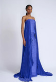 Yves Blue Organza and Chiffon Strapless Gown