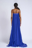 Yves Blue Organza and Chiffon Strapless Gown