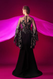 Velvet and Crepe- Thigh-High Slit Gown