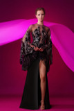 Velvet and Crepe- Thigh-High Slit Gown