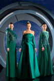 Strapless Mikado Gown With Sleeve Gloves