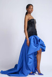 Onyx-Velvet Strapless Gown with Train
