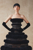 Mesh Midi Dress with Black Beads