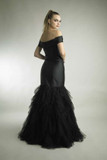 Off Shoulder Tulle Flounced Gown