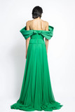 Silk Pleated Chiffon Gown with Petal Faille Drape