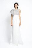 Nailhead Hand Embroidered Sequin and Crepe Gown