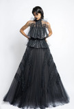 Pleated Gown with Blouson Top