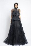 Pleated Gown with Blouson Top