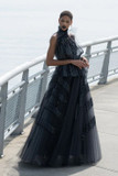 Pleated Gown with Blouson Top