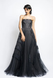 Pleated Gown with Blouson Top