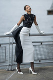 Color Blocked Gazar Cocktail Dress